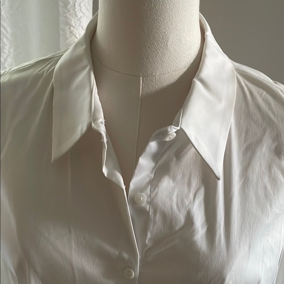 Saks Fifth Avenue White Long-Sleeve Cold-Shoulder Shirt Large - Picture 5 of 11